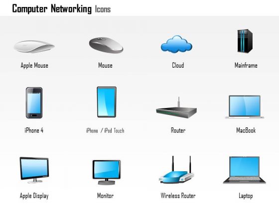1 Computer Networking Icons Mouse Mainframe Router Monitor Mobile Devices Part 1 Ppt Slides