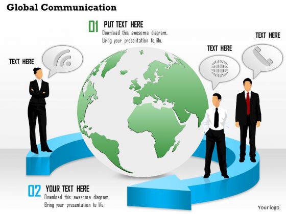 1 Global Communication With Globe In The Middle And Customers With Mobile Devices Ppt Slides
