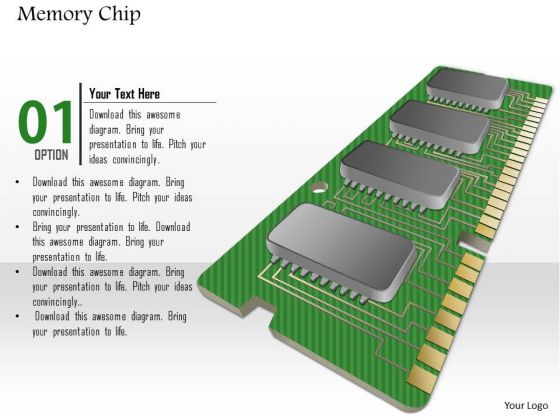 1 Memory Chip Shown By Pcb Printed Circuit Board With Chips And Connections Ppt Slides