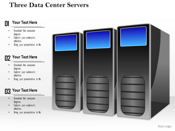 1 Three Datacenter Servers With Compute Blades In A Rack Side By Side Ppt Slides