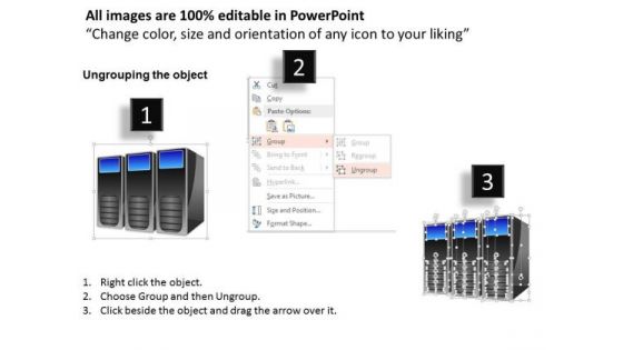 1 Three Datacenter Servers With Compute Blades In A Rack Side By Side Ppt Slides