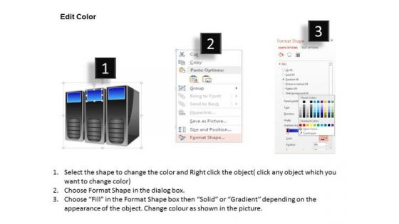 1 Three Datacenter Servers With Compute Blades In A Rack Side By Side Ppt Slides