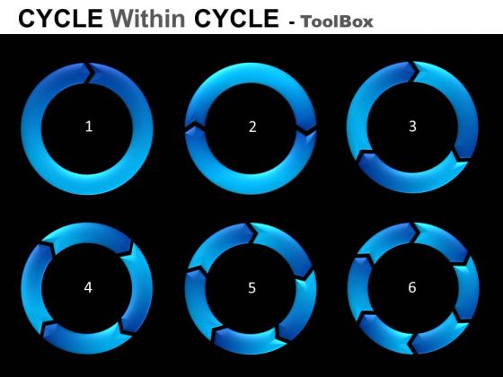 1 To 6 Stages Cycle Diagrams Toolbox PowerPoint Slides