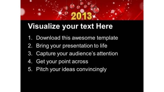 2013 Decoration With Christmas Balls PowerPoint Templates Ppt Backgrounds For Slides 1212