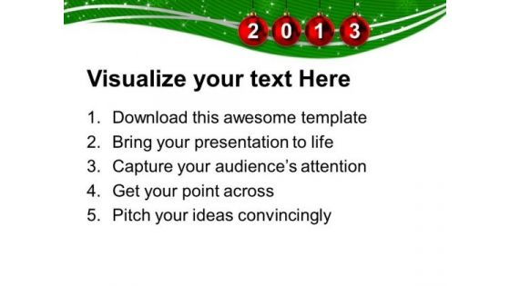 2013 Hanging On Christmas Bells PowerPoint Templates Ppt Backgrounds For Slides 1212