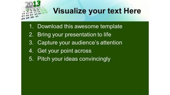 2013 New Year Calendar Events PowerPoint Templates Ppt Backgrounds For Slides 1112