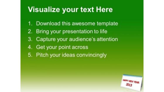 2013 New Year Calendar Holidays PowerPoint Templates Ppt Backgrounds For Slides 1212