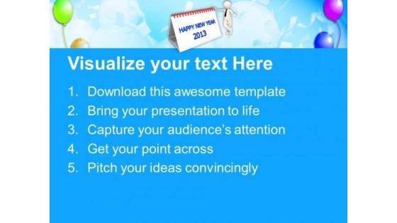 2013 New Year Calendar PowerPoint Templates Ppt Backgrounds For Slides 1212