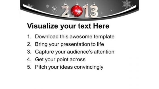 2013 New Year Celebration With Glitters PowerPoint Templates Ppt Backgrounds For Slides 0113