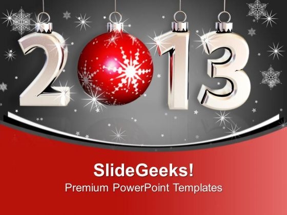 2013 New Year Celebration With Glitters PowerPoint Templates Ppt Backgrounds For Slides 0113