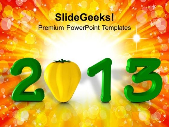 2013 New Year Concept With Capsicum Food PowerPoint Templates Ppt Backgrounds For Slides 1212