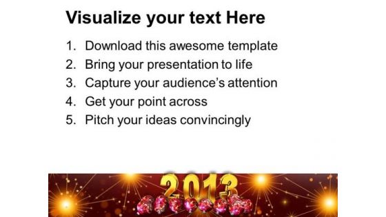 2013 New Year With Christmas Balls Abstract PowerPoint Templates Ppt Backgrounds For Slides 1212
