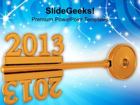 2013 On Golden Key New Year PowerPoint Templates Ppt Backgrounds For Slides 1112