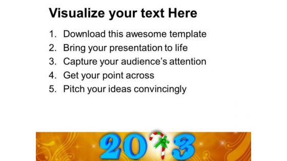 2013 Text In Blue With Candy Cane PowerPoint Templates Ppt Backgrounds For Slides 1212