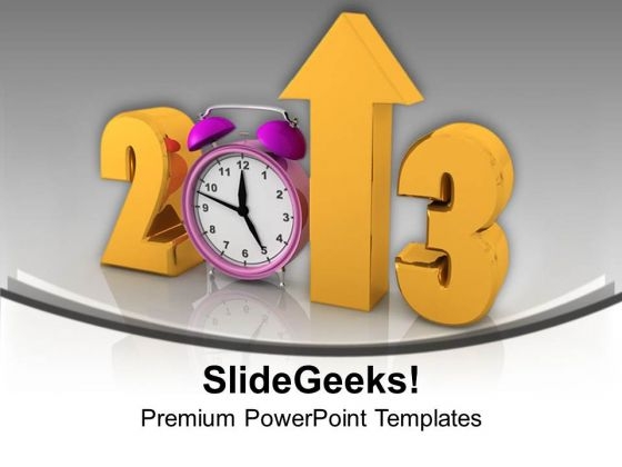 2013 With Alarm Clock Happy New Year PowerPoint Templates Ppt Backgrounds For Slides 0113
