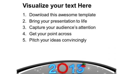 2013 With Wreath In Blue New Year PowerPoint Templates Ppt Backgrounds For Slides 0113