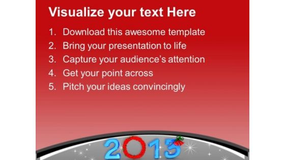 2013 With Wreath In Blue New Year PowerPoint Templates Ppt Backgrounds For Slides 0113