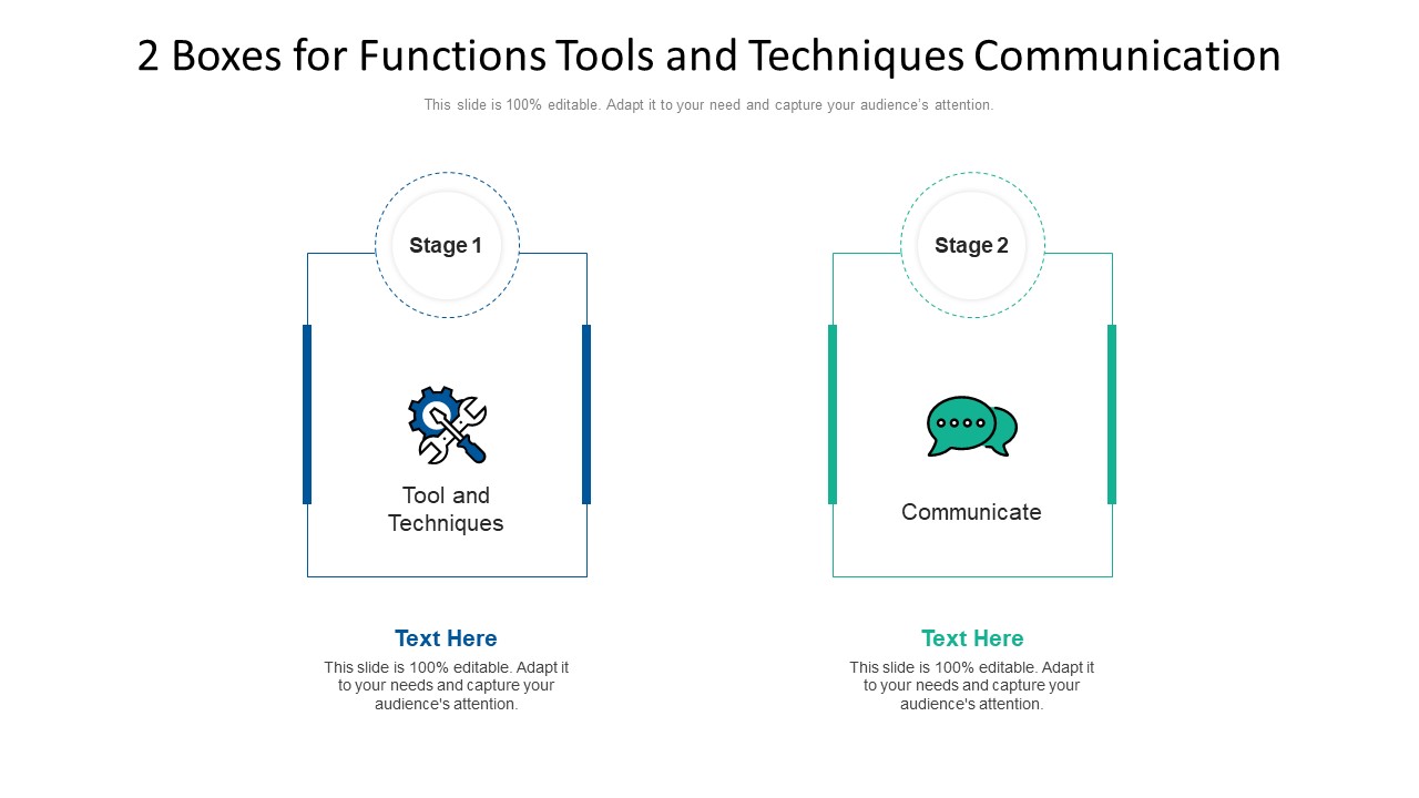 2 Boxes For Functions Tools And Techniques Communication Ppt PowerPoint Presentation Icon Infographics PDF
