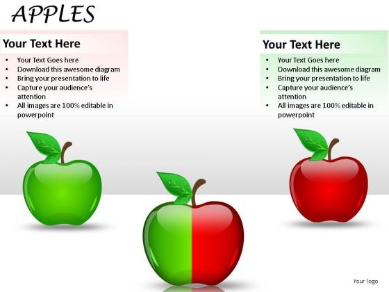 2 Halves Apples PowerPoint Slides And Apples Ppt Templates