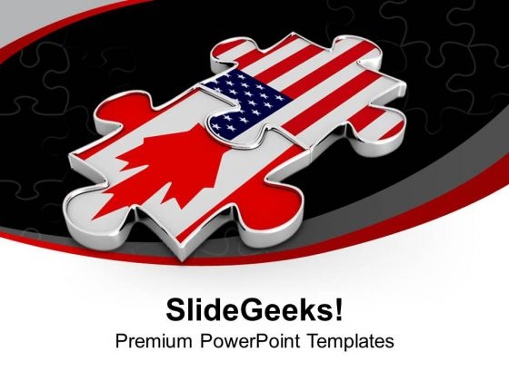 2 Interconnected Puzzle Pieces America Flag PowerPoint Templates Ppt Backgrounds For Slides 0313