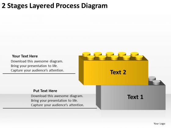 2 Stages Layered Process Diagram Business Plan Template PowerPoint Templates