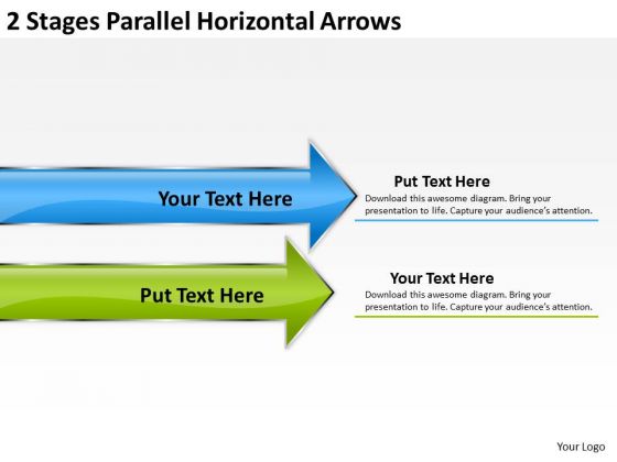 2 Stages Parallel Horizontal Arrows Templates For Business Plans PowerPoint