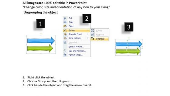 2 Stages Parallel Horizontal Arrows Templates For Business Plans PowerPoint