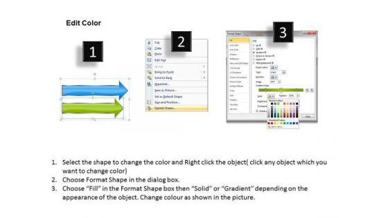 2 Stages Parallel Horizontal Arrows Templates For Business Plans PowerPoint