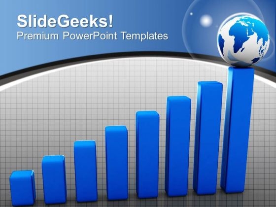 2d Linear Graph Reaching Globe Target Aim PowerPoint Templates Ppt Backgrounds For Slides 0113