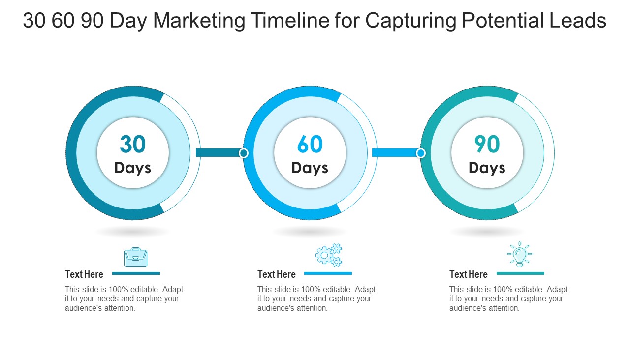 30 60 90 Day Marketing Timeline For Capturing Potential Leads Ppt PowerPoint Presentation Gallery Slide Portrait PDF