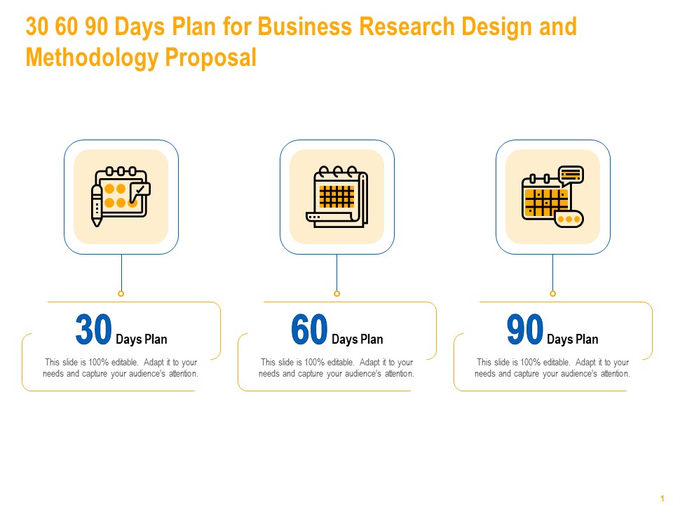 30 60 90 Days Plan For Business Research Design And Methodology Proposal Topics PDF