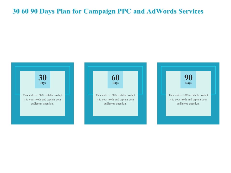 30 60 90 Days Plan For Campaign PPC And Adwords Services Designs PDF