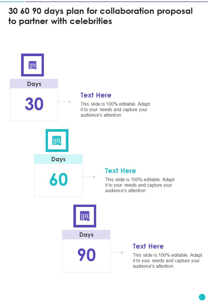 30 60 90 Days Plan For Collaboration Proposal To Partner With Celebrities One Pager Sample Example Document