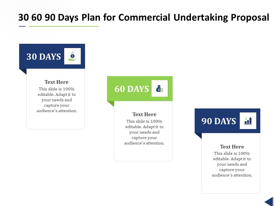 30 60 90 Days Plan For Commercial Undertaking Proposal Ppt Template PDF