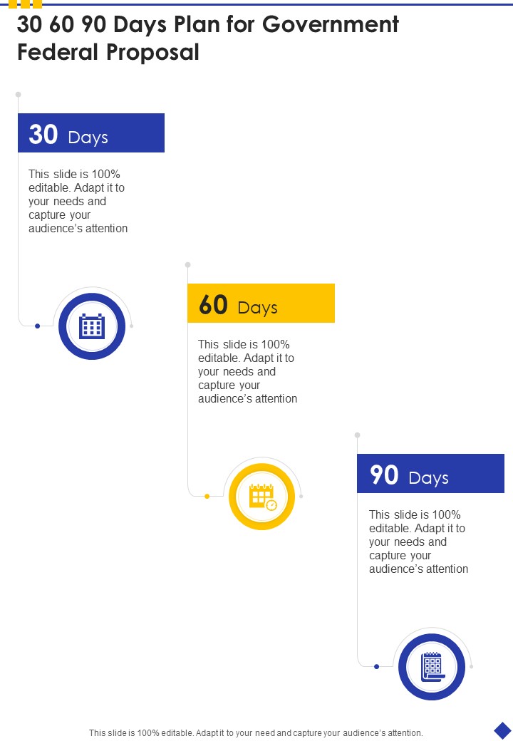 30 60 90 Days Plan For Government Federal Proposal One Pager Sample Example Document