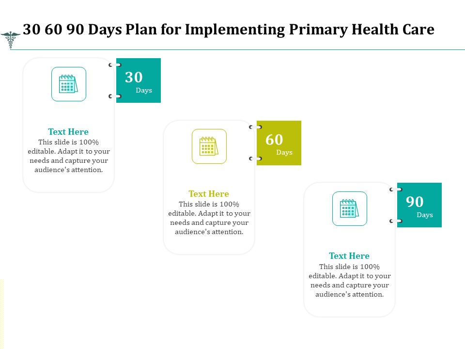 30 60 90 Days Plan For Implementing Primary Health Care Ppt Infographic Template Smartart PDF