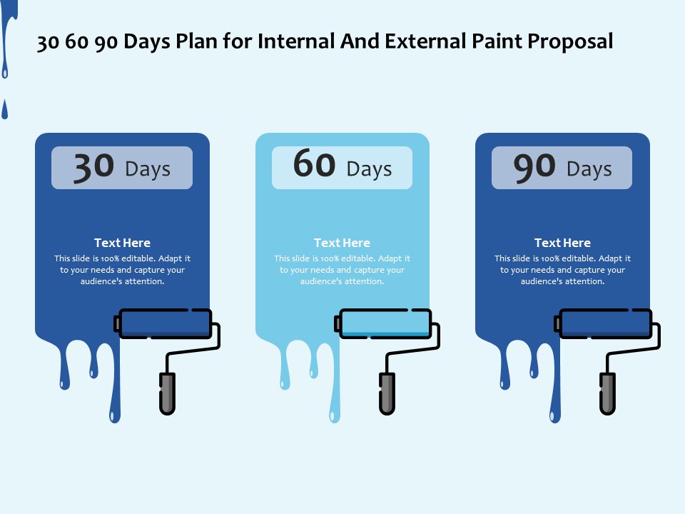 30 60 90 Days Plan For Internal And External Paint Proposal Ppt Professional Icon PDF