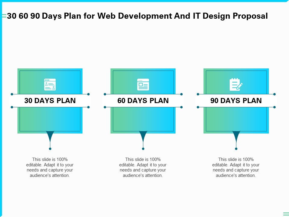 30 60 90 Days Plan For Web Development And IT Design Proposal Ppt PowerPoint Presentation Infographics Format PDF