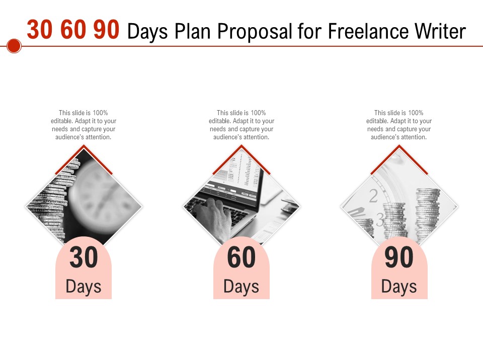 30 60 90 Days Plan Proposal For Freelance Writer Ppt PowerPoint Presentation Summary Diagrams PDF