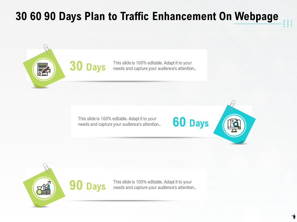 30 60 90 Days Plan To Traffic Enhancement On Webpage Ppt PowerPoint Presentation Show Format PDF