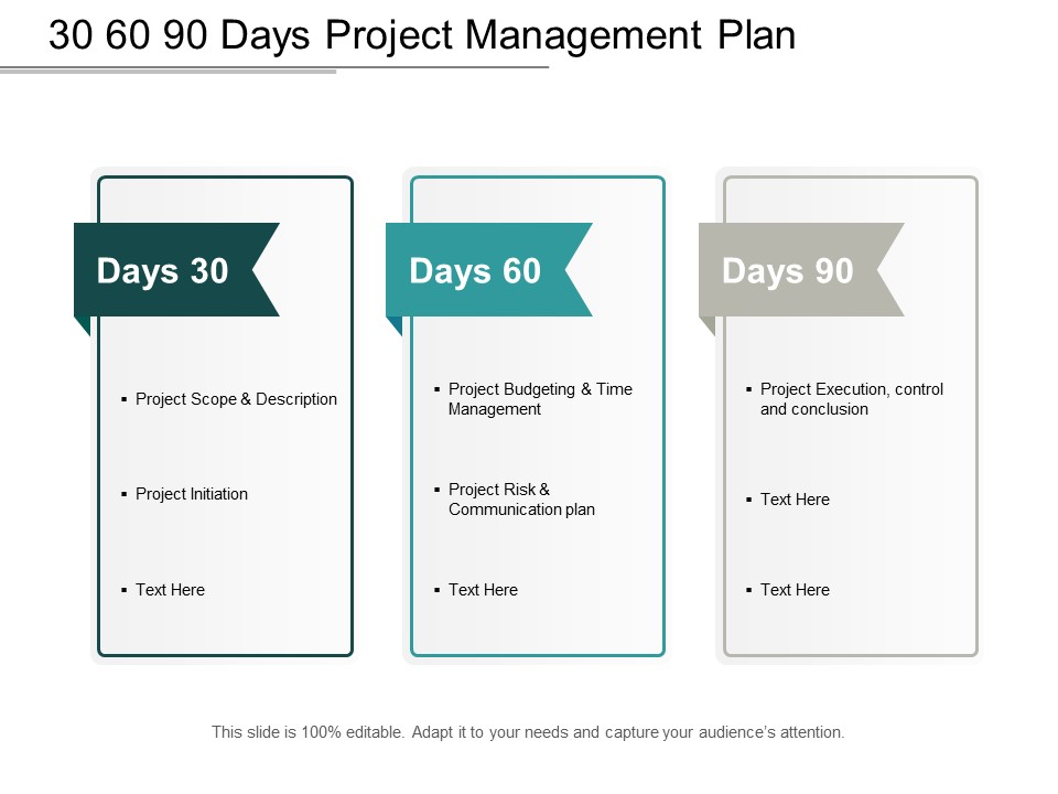 30 60 90 Days Project Management Plan Ppt PowerPoint Presentation Diagram Images