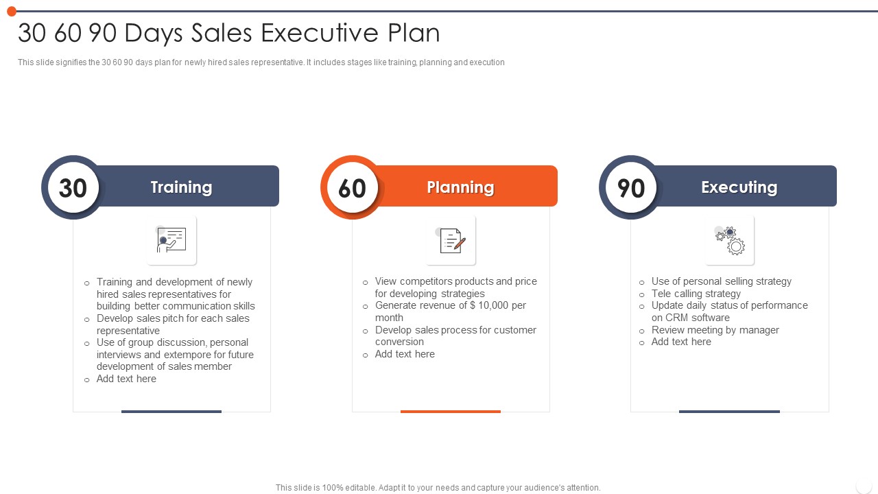 30 60 90 Days Sales Executive Plan Professional PDF
