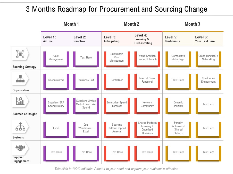 3 Months Roadmap For Procurement And Sourcing Change Inspiration