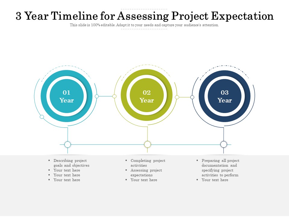 3 Year Timeline For Assessing Project Expectation Ppt PowerPoint Presentation Inspiration Example Introduction PDF