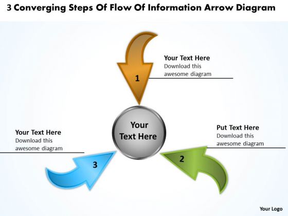 3 Converging Steps Of Flow Information Arrow Diagram Cycle Chart PowerPoint Templates
