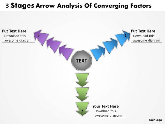 3 Stages Arrow Analysis Of Converging Factors Cycle Diagram PowerPoint Templates
