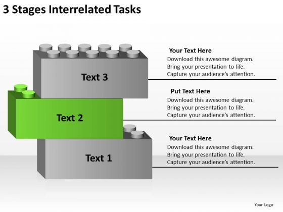3 Stages Interrelated Tasks Business Plans For Dummies PowerPoint Slides