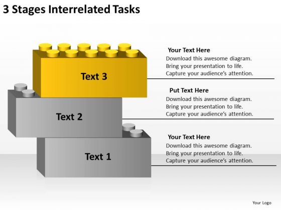 3 Stages Interrelated Tasks Ppt Business Plan PowerPoint Templates