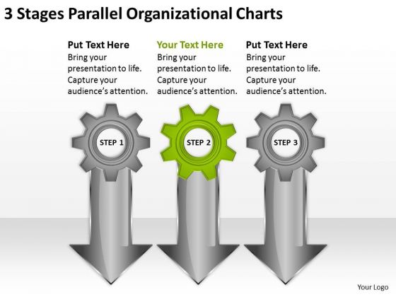 3 Stages Parallel Organizational Charts Real Estate Agent Business Plan PowerPoint Slides