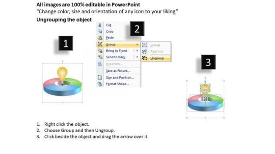 3 Stages Pie Chart Innovation Process Business Plan Consultant PowerPoint Slides
